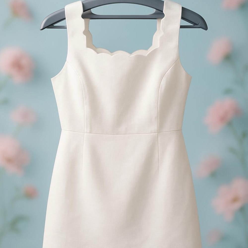 J.Crew White Scalloped Mini Dress Size 6 Wedding Season